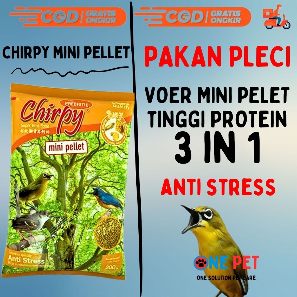 CHIRPY MINI PELLET - SEMPATI CHIRPY MINI PELET 3 IN 1 FORMULA KUNING MATAHARI SAKTI PAKAN BURUNG PLE