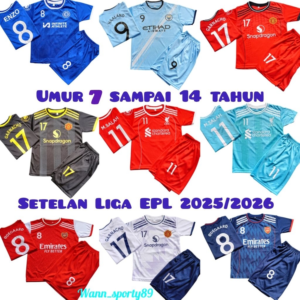 NEW - BAJU BOLA ANAK LIGA INGGRIS TERBARU KAOS JERSEY BOLA LIGA INGGRIS TERMURAH SETELAN BOLA LIGA