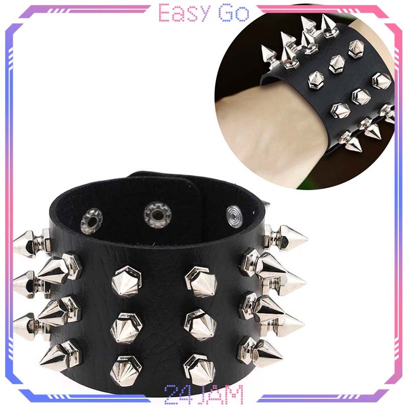 Gelang Spike Punk 3 Baris Gelang Duri Punk Gaya Retro Gelang Punk Rock Gelang Tangan Punk Bracelet