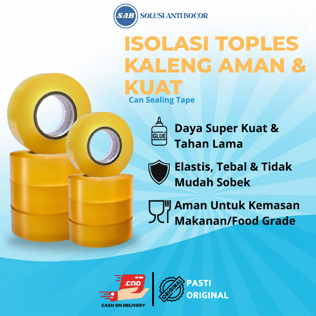 

Isolasi Toples / Kaleng makanan / solasi Food Grade Selotip Tape Solasi Bening Kecil Isolasi Bening / can sealing tape