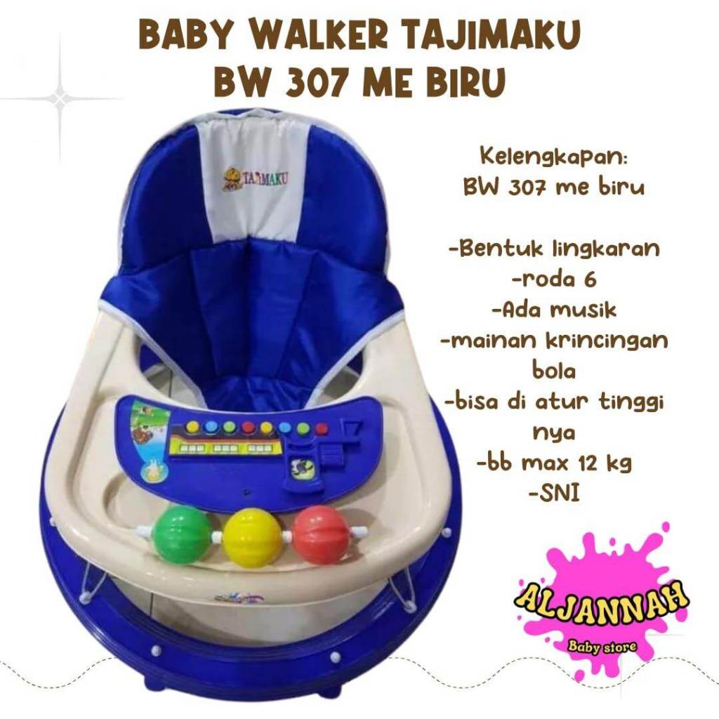 KERETA BELAJAR JALAN BAYI/ BABY WALKER TAJIMAKU BW 307 - Biru