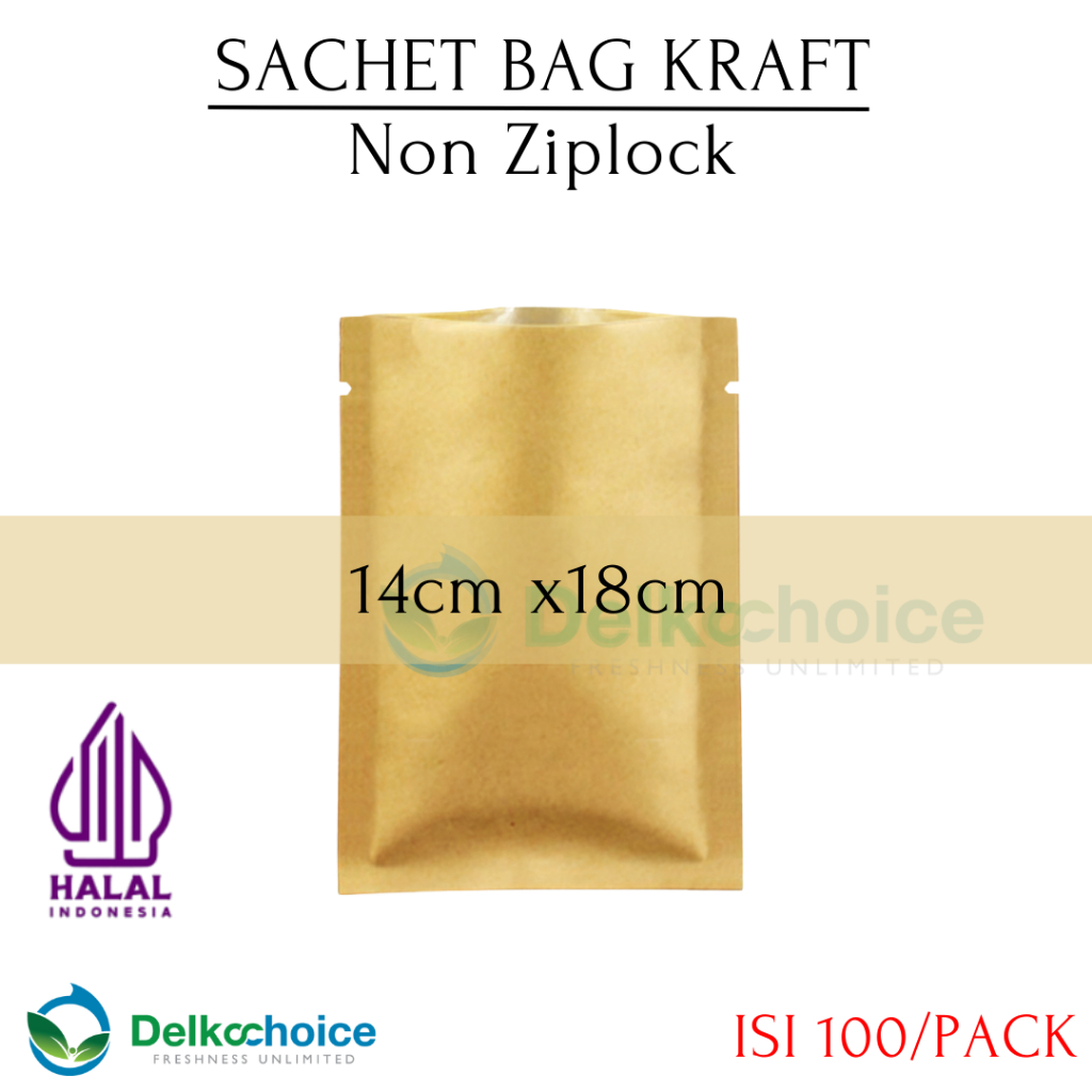 DELKOCHOICE SACHET BAG KRAFT NON ZIPLOCK 14x18