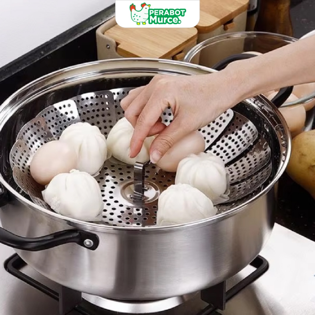 Kukusan Serbaguna Alat Kukus Stainless Steel Pengukus Model Teratai Alat Kukus Bentuk Bunga