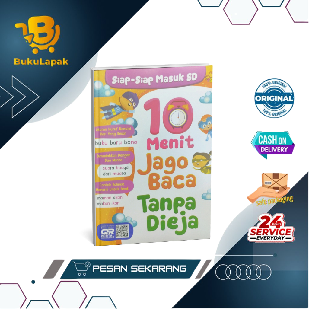 Buku Belajar Anak - 10 Menit Jago Baca Tanpa Dieja Siap Siap Masuk SD - Buku Belajar Membaca