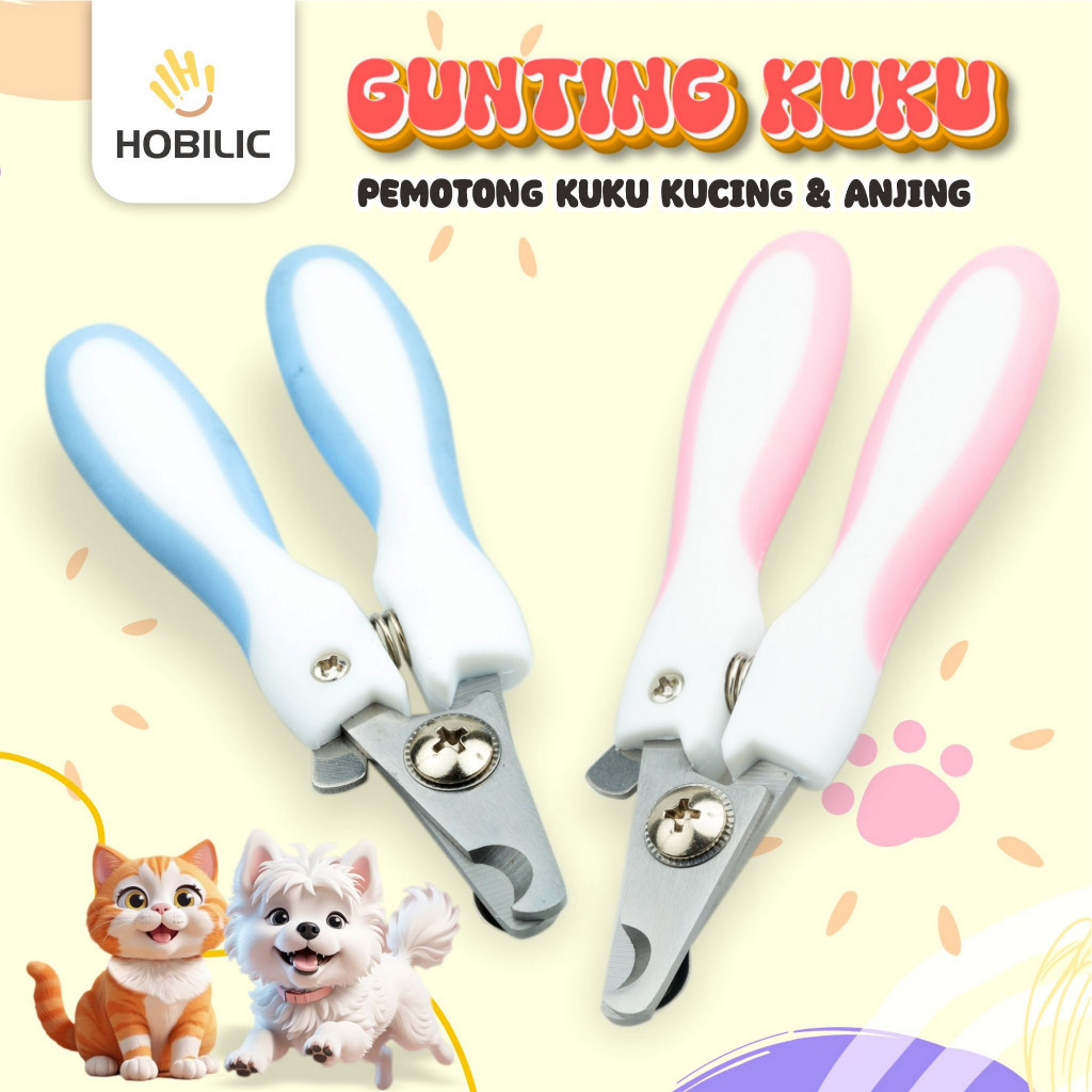 Hobilic Gunting Kuku Kucing Anjing Set + Kikiran Perlengkapan Grooming Pet Nail Clipper Kikir Kuku
