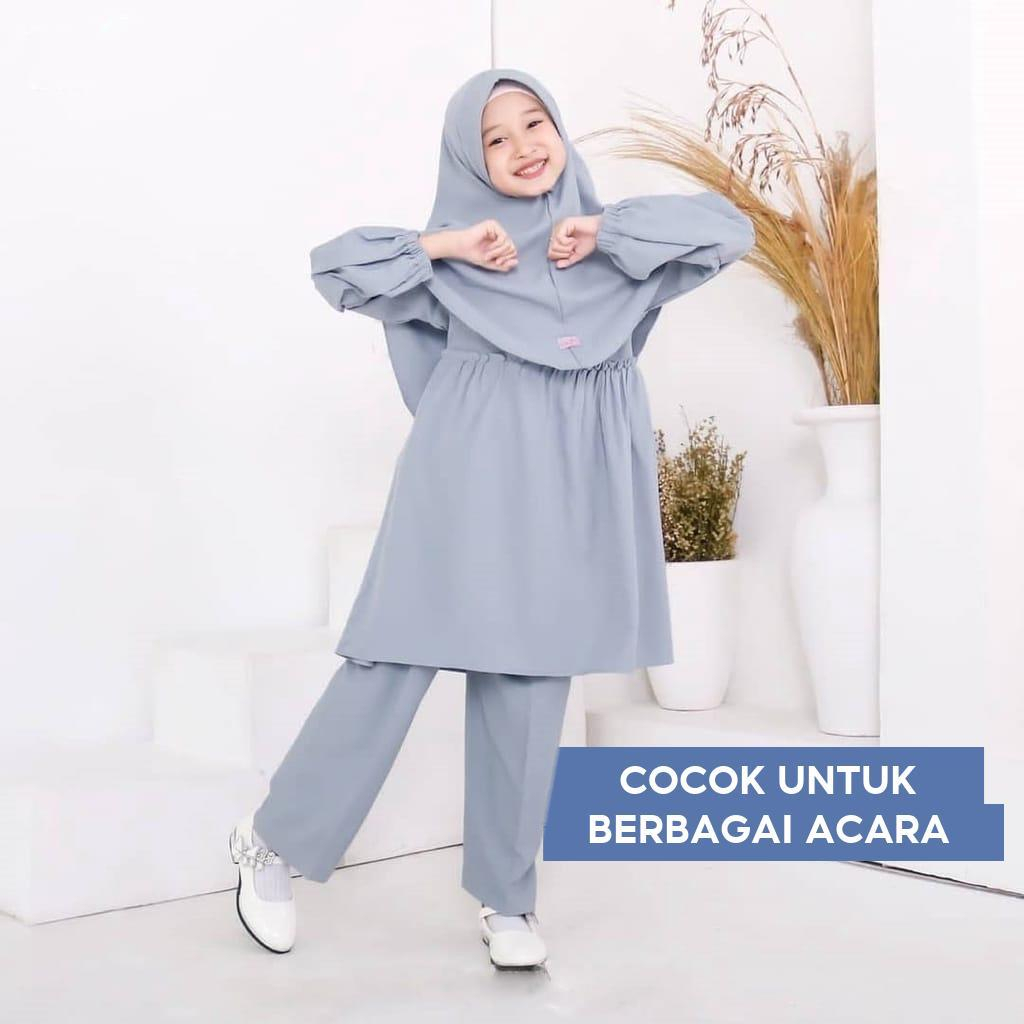 Baju Lebaran Anak Perempuan 2026 Pakaian Ngaji 2In1 Bocah Celana Baju Kurung Gamis Kid Umur 4 7Tahun