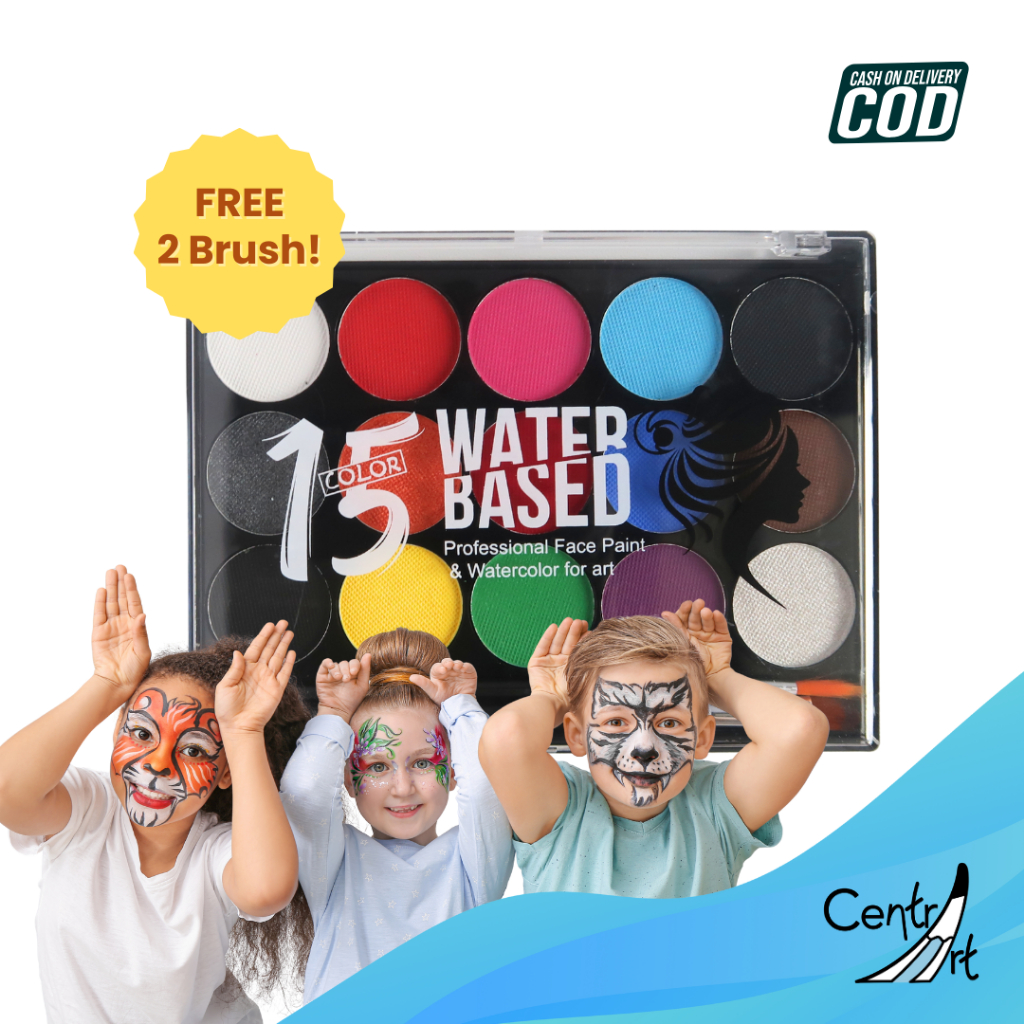 

Water Based professional body art painting kit / face paint / body paint / body painting / face painting / waterbased face paint 15 warna