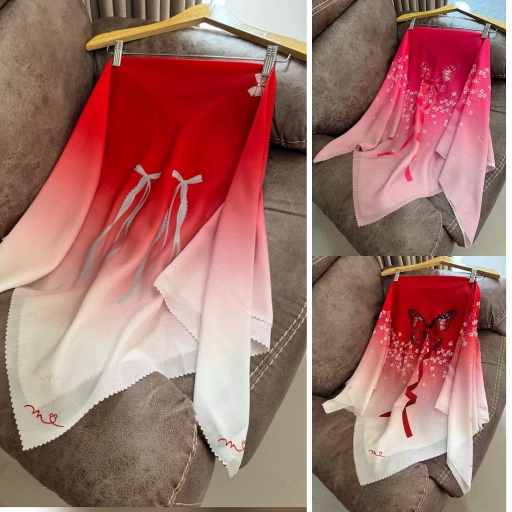 Hijab Motif Voal Segi Empat kemerdekaan/dedah grosir cirebon edisi merah putih