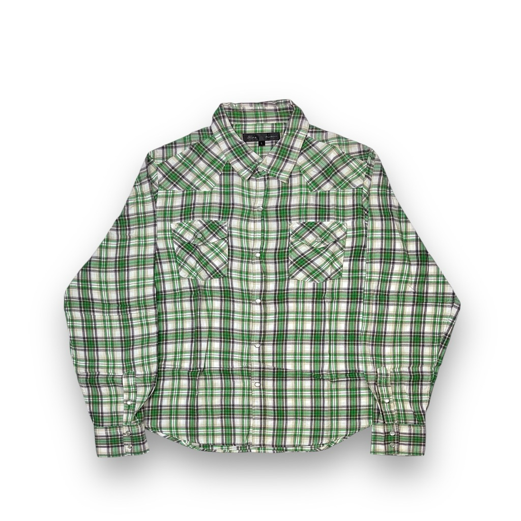 Y2K Trap-U Double Pocket Vintage Plaid Western Flannel Regular Fit