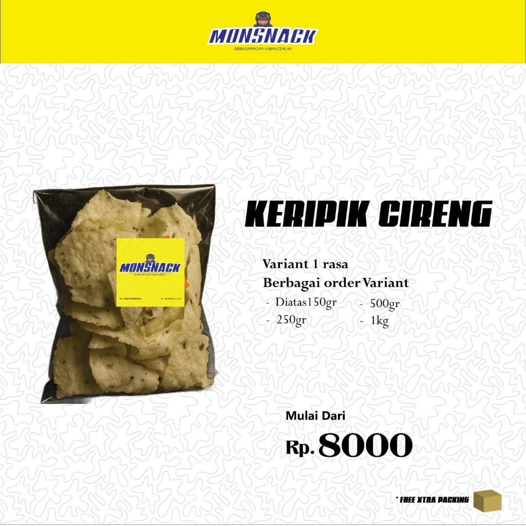 

Monsnack Keripik Cireng Variant 160gr - 1kg