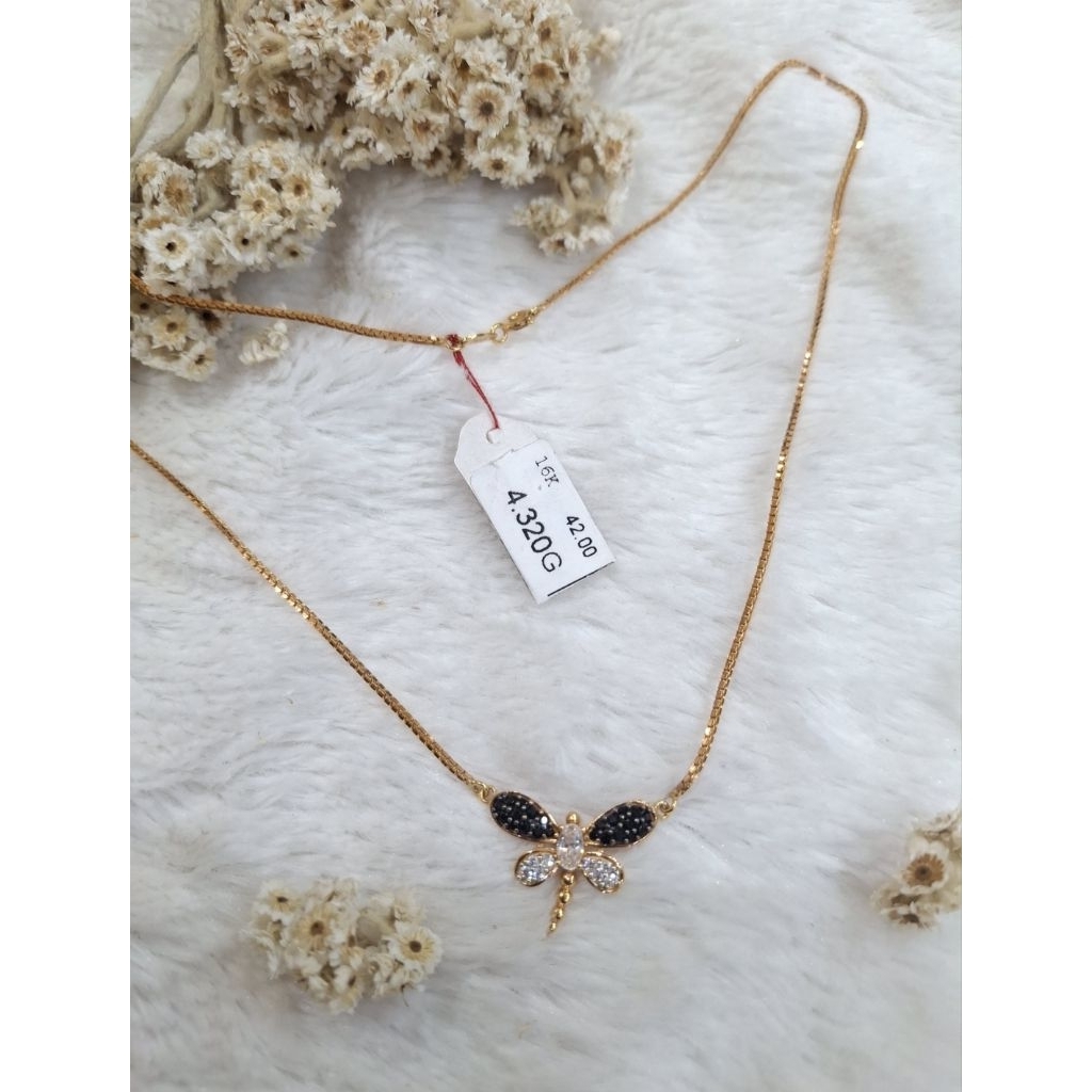 Kalung emas 70 capung hitam putih
