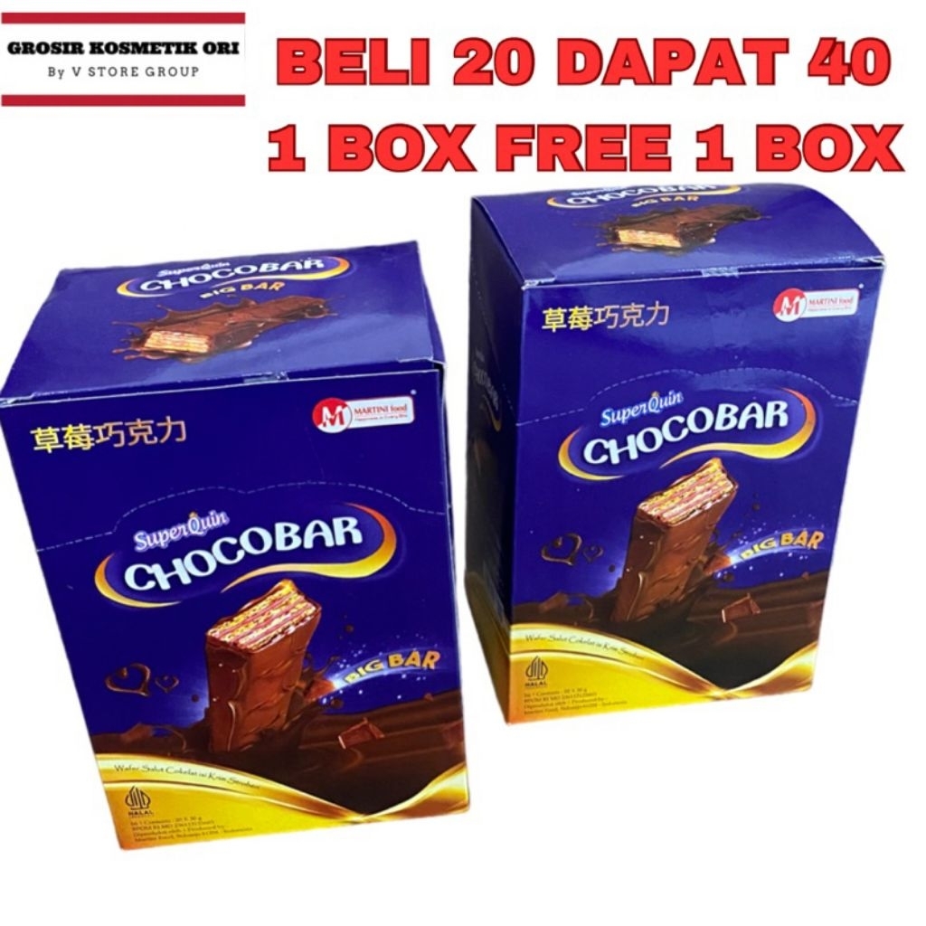 

SUPERQUIN CHOCO BIG BAR NETTO 1 BOX ISI 20 PCS X 30 GR murmer
