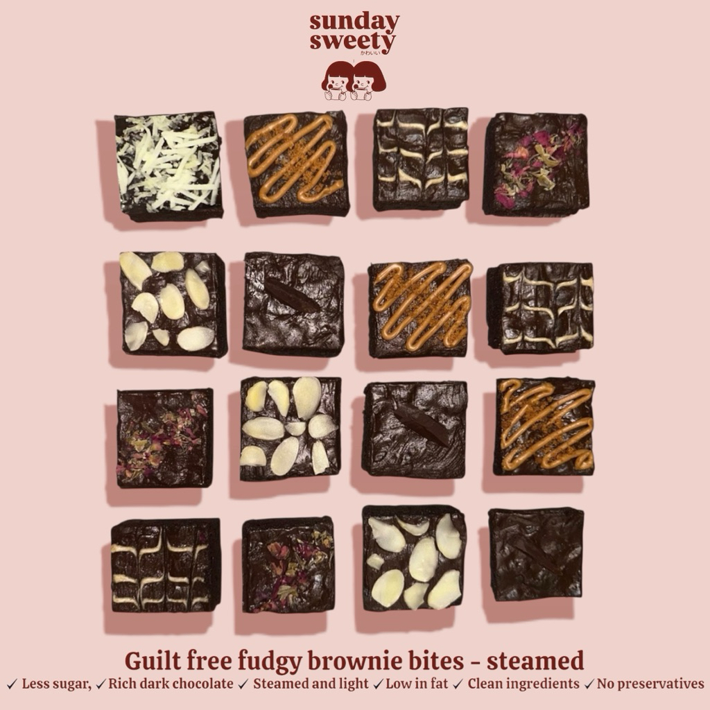 

Fudgy Steamed Brownies - Signature Mix 20cm x 20cm (16 Pieces Big Size Bites)