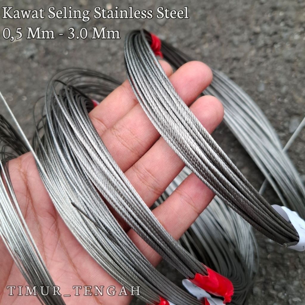 Kawat Seling Stainless Steel 0,5 mm 0,8 mm 1 mm 1,2 mm 1,5 mm 2 mm 3 mm Sling Wire Stenlis / Stenles