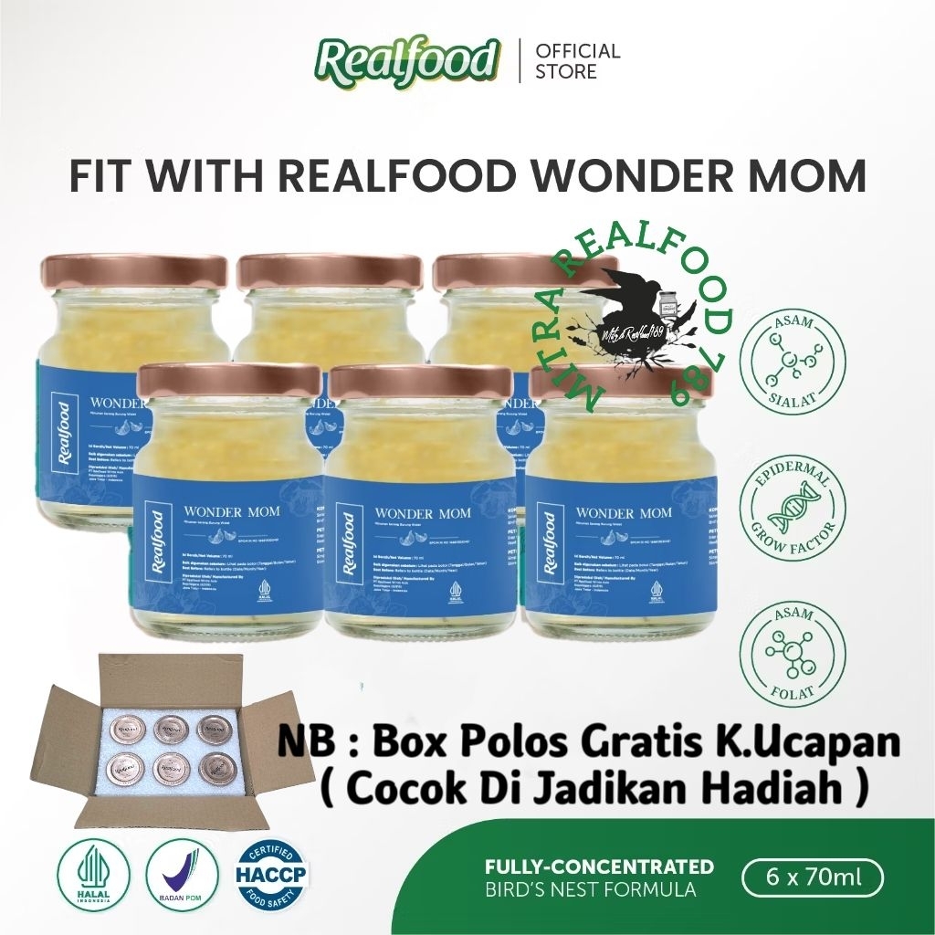 

Realfood Wonder Mom 6 Botol Box Polos ( Minuman Sarang Burung Walet )