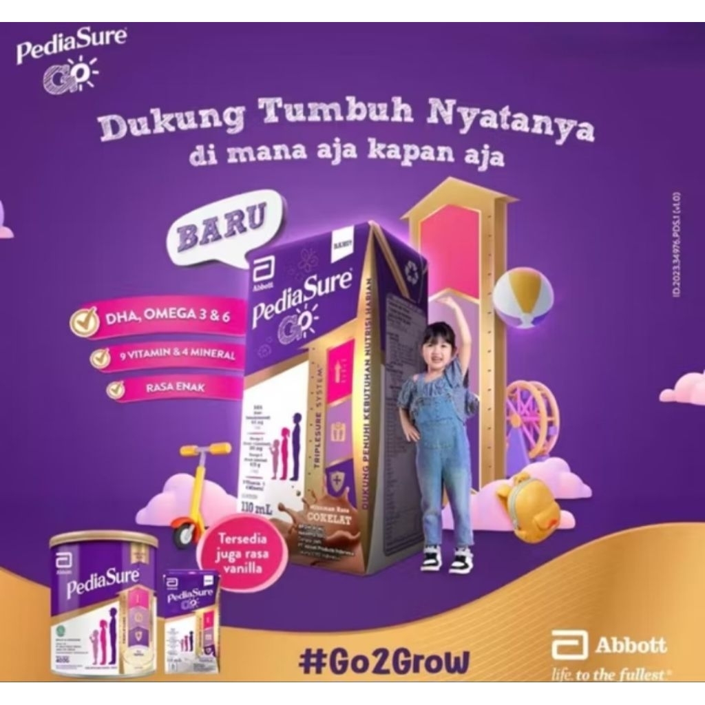 

Pediasure GO UHT 110ml rasa cokelat dan vanila 12x110ml