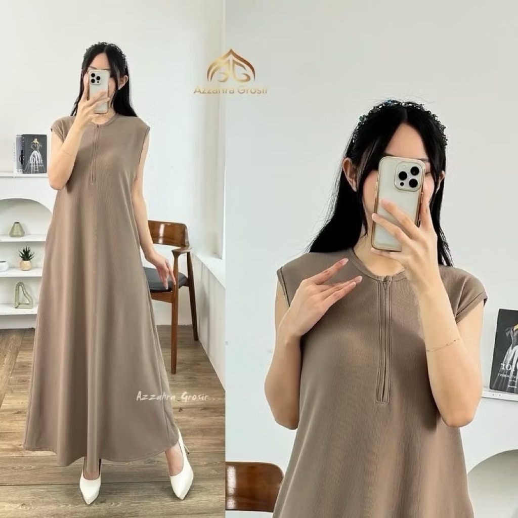 Inner Dres Wanita gamis kutungan Tanpa lengan / Inner Gamis Wanita Busui singlet airflow premium mas