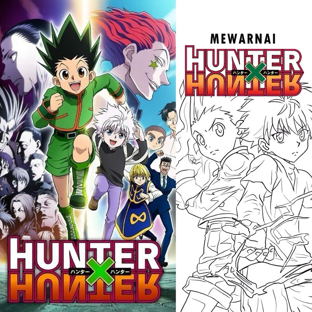 

15 Lembar A5 | Kertas Mewarnai tema HUNTER X HUNTER | 15 Kertas gambar berbeda