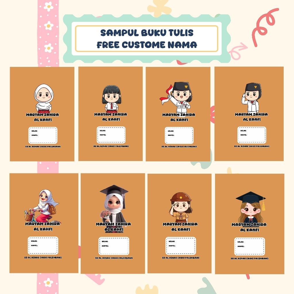 

Sampul Buku Tulis Custom Nama dan Sekolah Free Desain Anak SD Murah