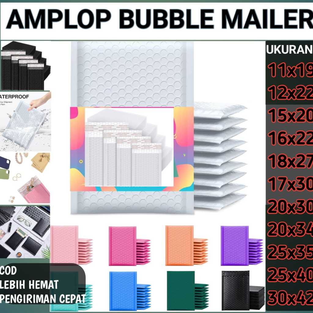 

Amplop Bubble Mailer Wrap - Packing Online Shop Warna Putih Hitam Ungu Pink - Premium High Quality