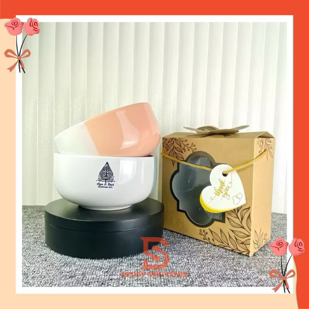 Souvenir Mangkok Twotone Kemas Box Rustik