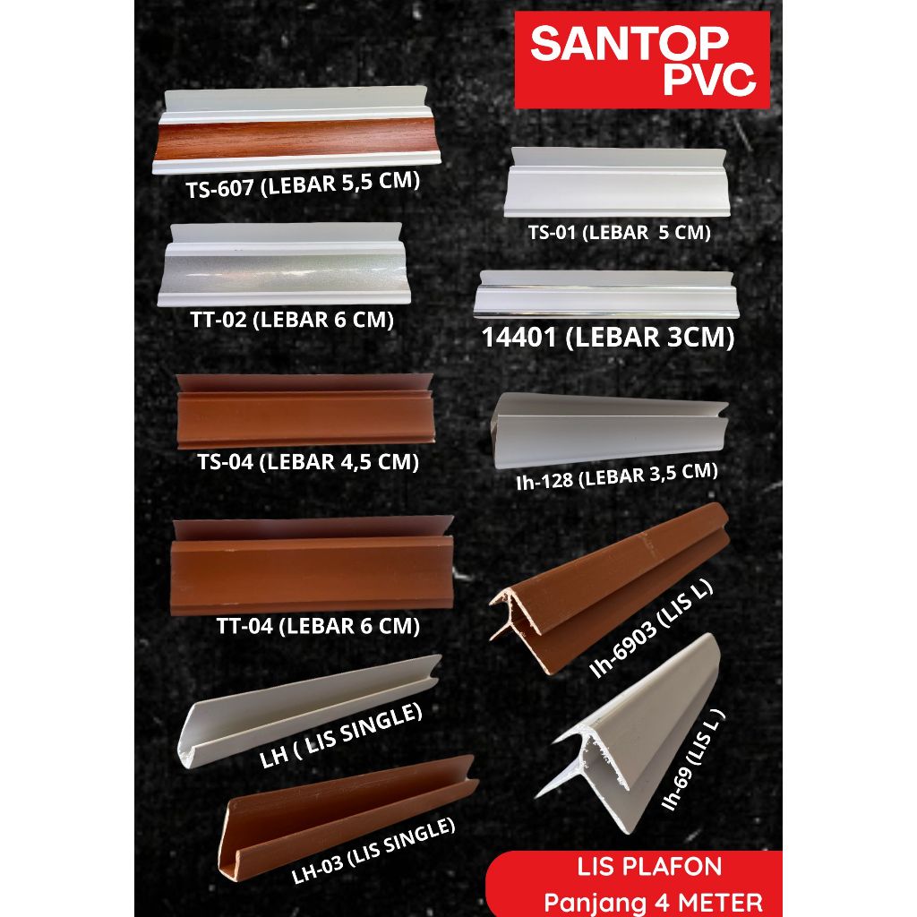 LIS DAN SAMBUNGAN PLAFON PVC 4 METER
