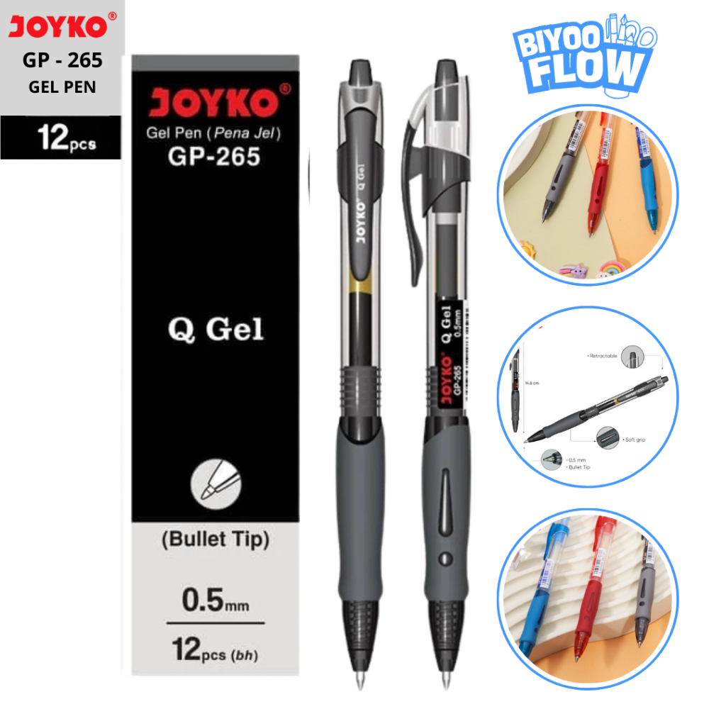 

Joyko 1 Pack 12 Pc Gel Pen Pulpen GP-265 Bolpen Bullet Tip
