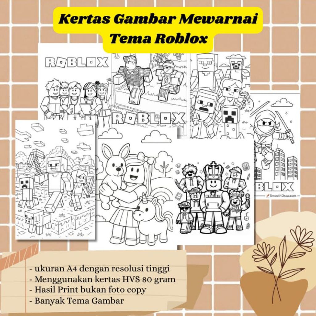 

20 LEMBAR KERTAS MEWARNAI ANAK TEMA ROBLOX (READY LANGSUNG KIRIM)