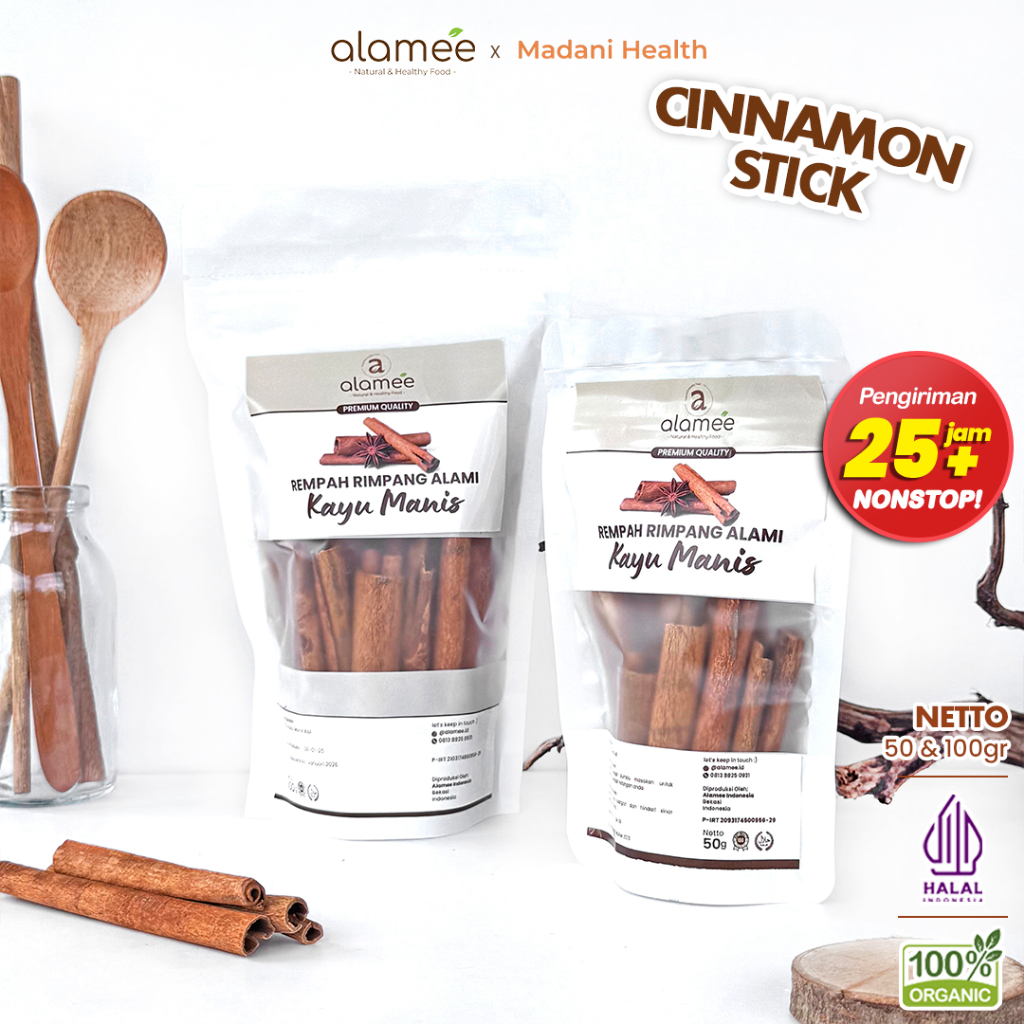 

ALAMEE Kayu Manis Batang Cinnamon Stick Rempah Rimpang Organik Alami Bumbu Masak Dapur Seasoning 50g