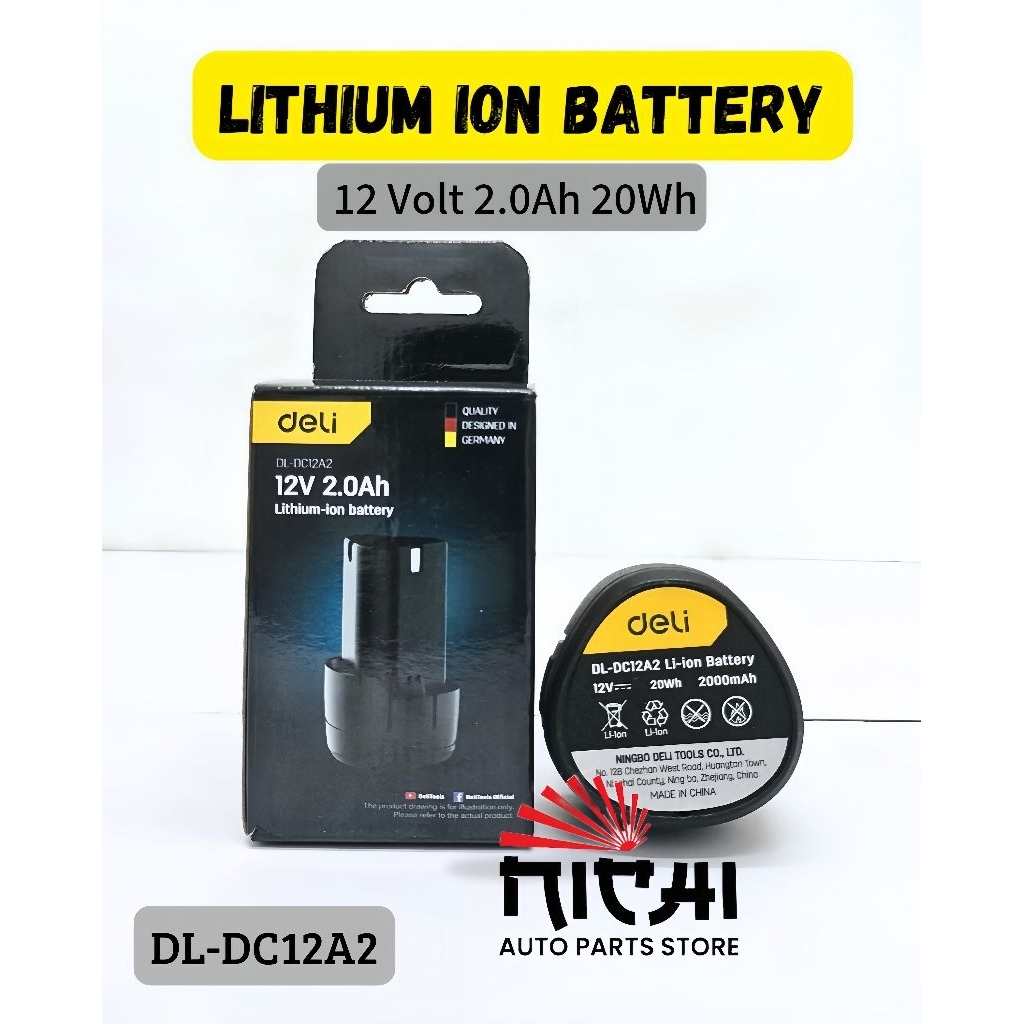 LITHIUM ION BATTERY BATERAI MESIN BOR DELI DL-DC12A2