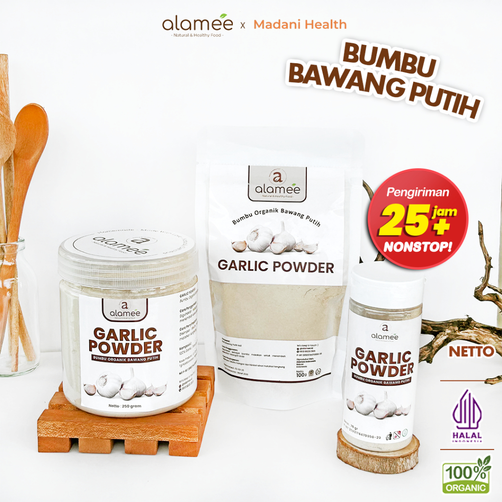 

ALAMEE Bawang Putih Bubuk Garlic Seasoning Powder Bumbu Masak Dapur Organik Rempah Rimpang Asli 250g