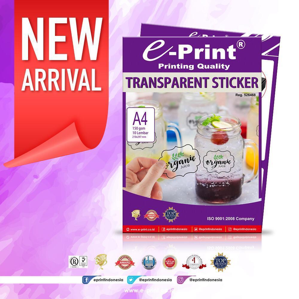

E-print Transparent Sticker Paper transparan stiker bening logo toko