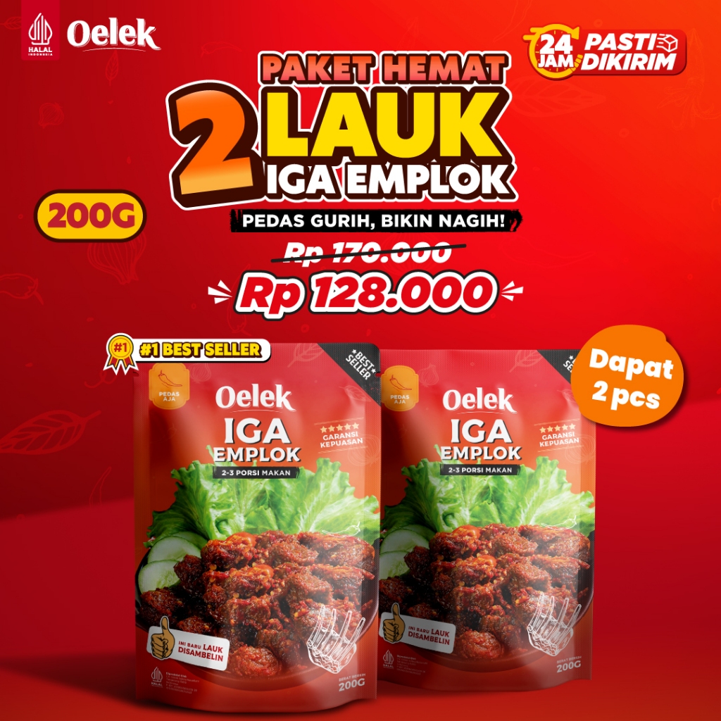 

Oelek Paket Hemat Berdua Besar Iga Emplok Oelek - 2 Pack 200 gr Iga Emplok / Iga Mercon / Iga Sambal / Oseng Iga
