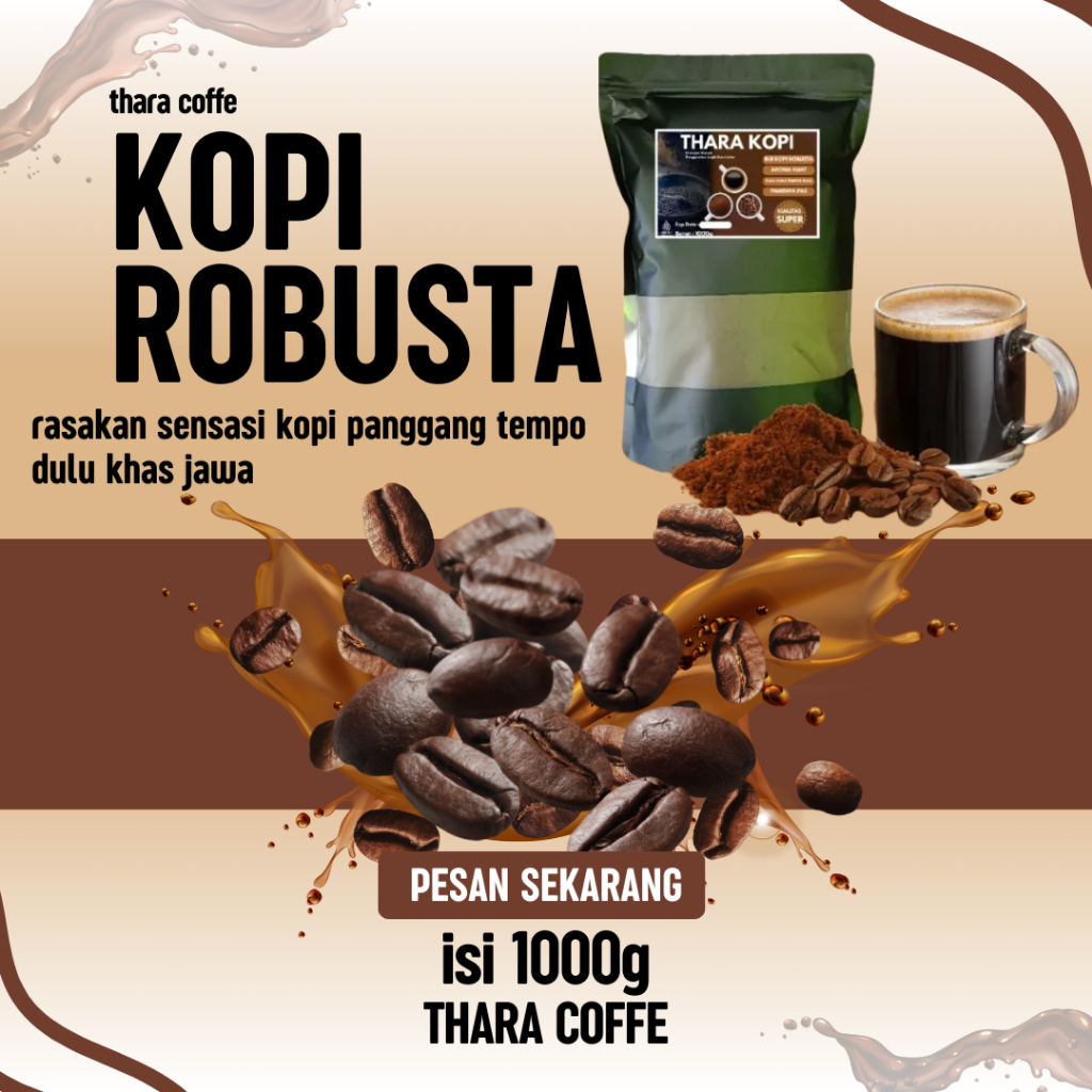 

Kopi Bubuk Robusta Thara 1kg – Rasa Kopi Pekat & Harum Asli