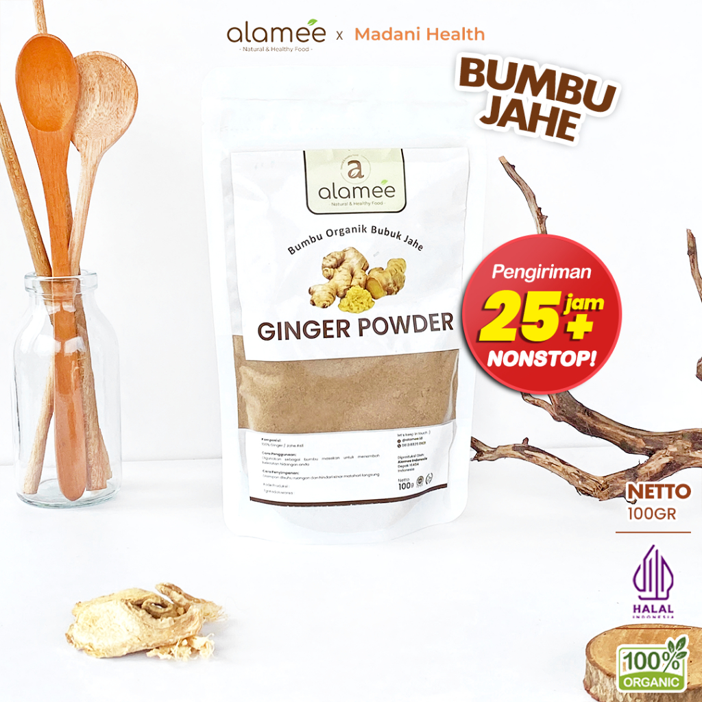 

ALAMEE Ginger Seasoning Powder Jahe Putih Bubuk Minuman Herbal Bumbu Masakan Dapur Instan 100g