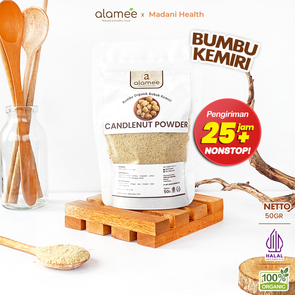 

ALAMEE Kemiri Bubuk Candlenut Seasoning Powder Bumbu Dapur Organik Masak Murni Tanpa Campuran 50g