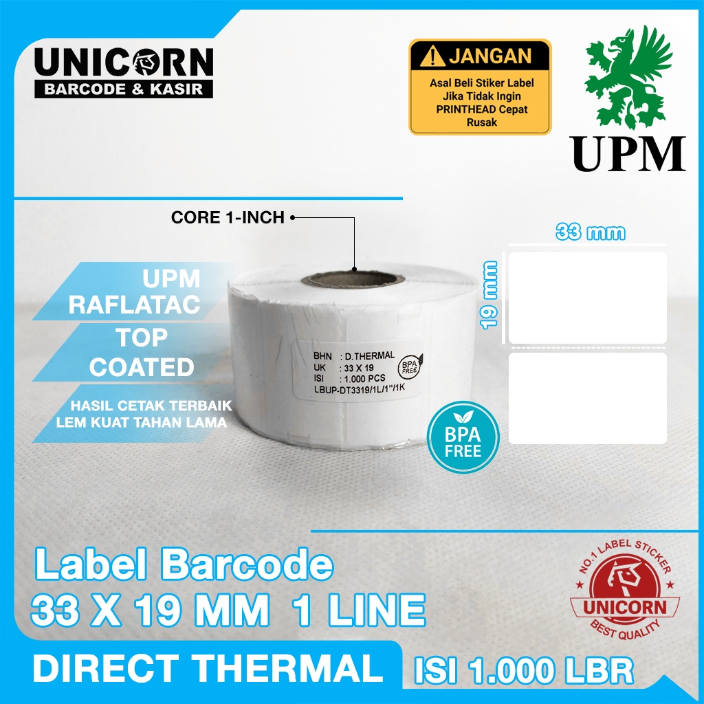 

Stiker Sticker Label Barcode Thermal - UK 33x19mm 33x19 mm 33 x 19 mm 1 Line