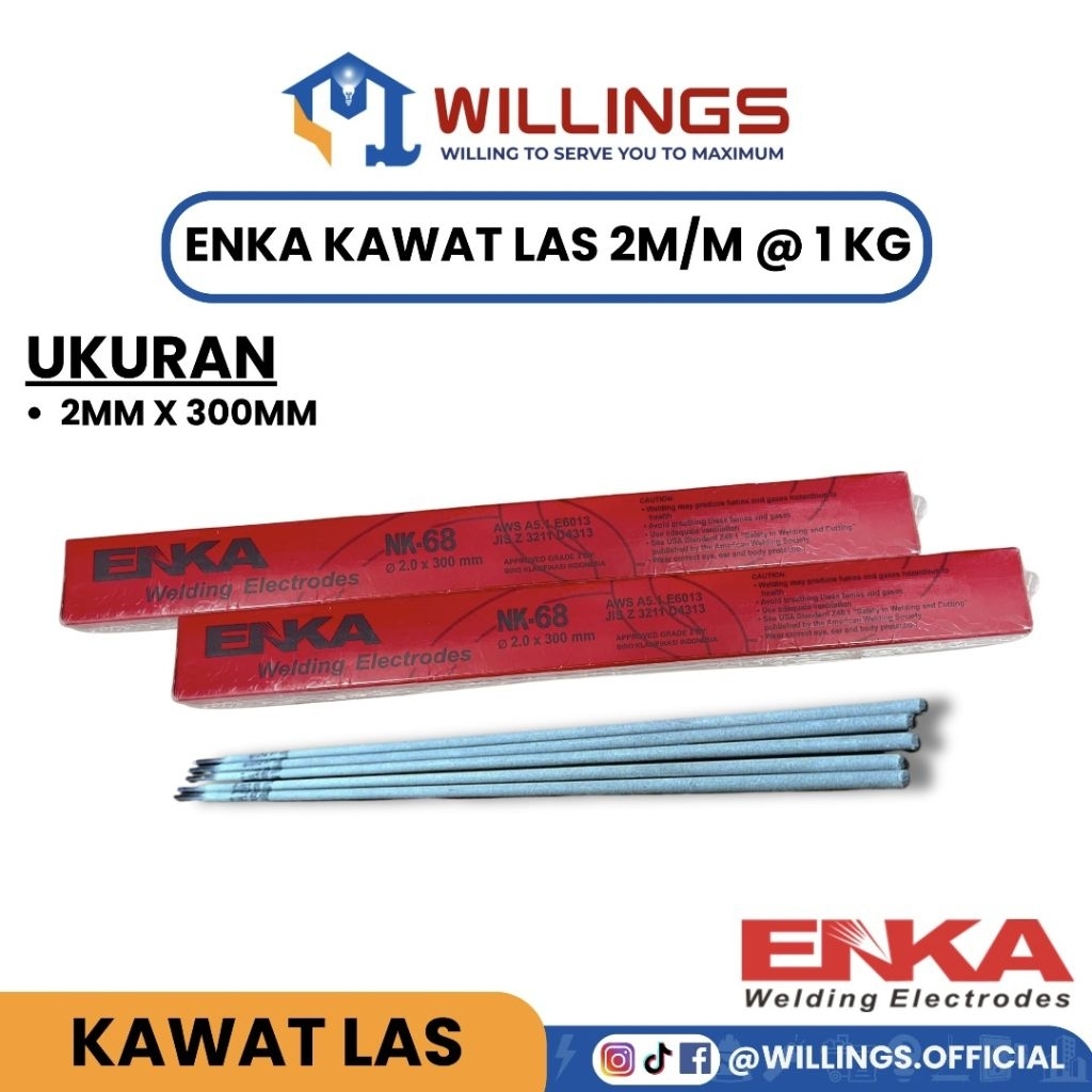 WILLINGS - @ 1 KG ENKA NK-68 KAWAT LAS 2MM X 300MM
