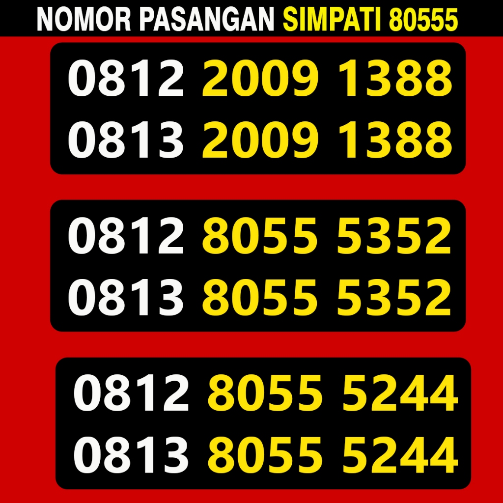 Nomor Cantik Simpati 80555 Nomer Cantik Pasangan BOSS 8055