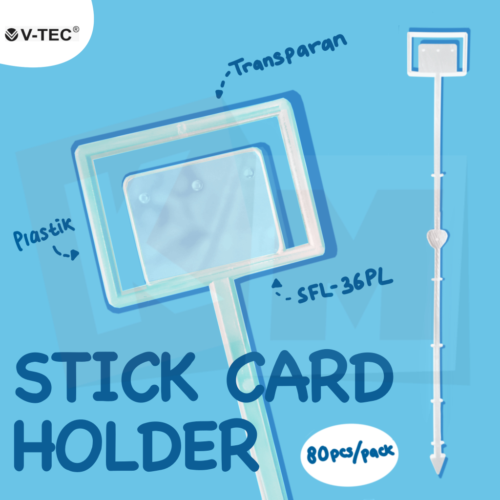 

[80 Pcs] Stick Card Holder / Stik Kartu Ucapan Buket Bunga Kotak Plastik Transparan V-TEC SFL 36 PL / 33 cm