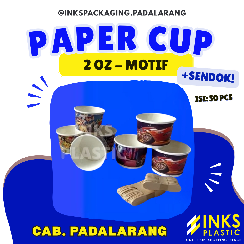 PAPER CUP MOTIF PLUS SENDOK 2 OZ