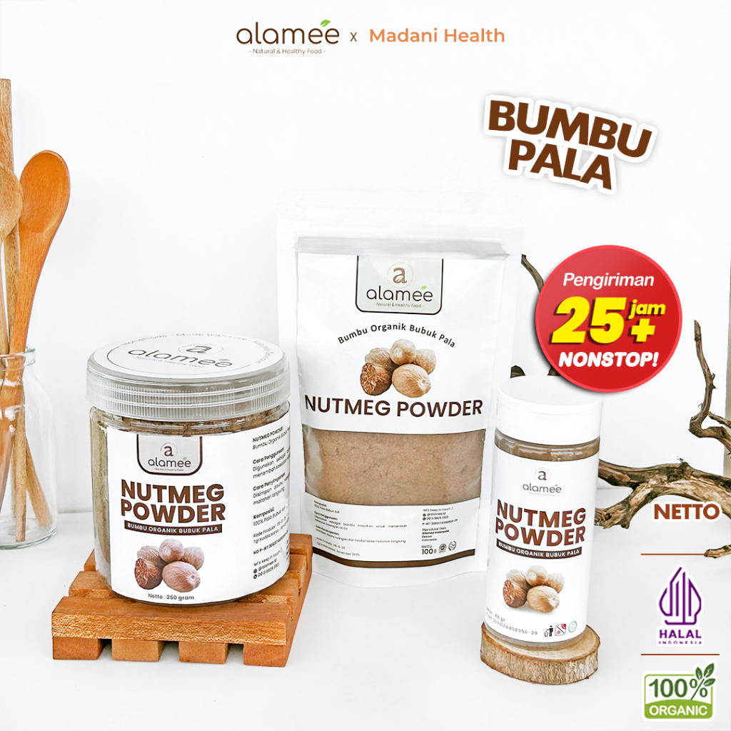 

ALAMEE Bumbu Dapur Pala Bubuk Nutmeg Seasoning Powder Rempah Murni Asli Tanpa Campuran Organik 250g