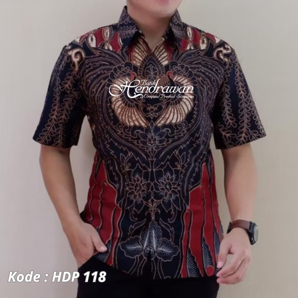 Batik Hendrawan Kemeja Batik Pria Solo Modern Lengan Panjang Lapis furing Bahan Katun Premium HDP 11
