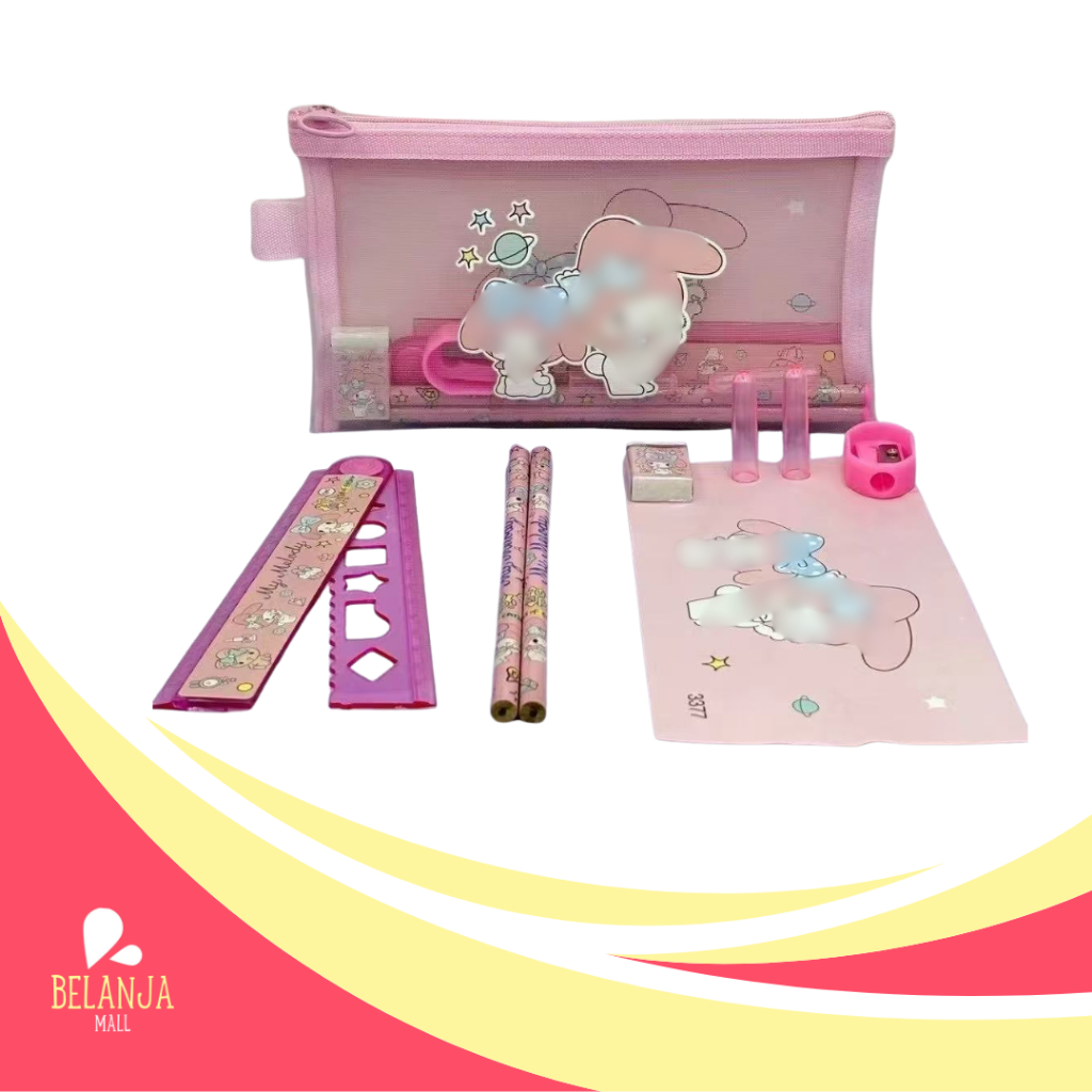 

belanjamall Whimsical Stationery Bundle / Set Alat Tulis 7 in 1 / Pouch Set Alat Tulis Ziplock / Paket Alat Tulis Motif Y3433