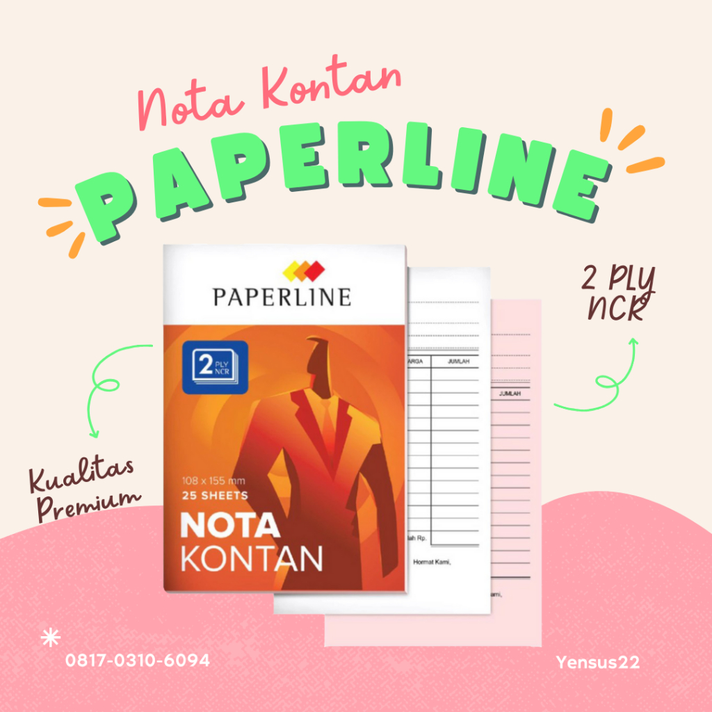 

1 PACK Paperline Nota Kontan K2 NCR 2 Ply Kecil / Nota Paperline 2 Ply Kecil