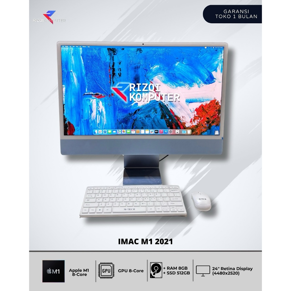 Imac M1 2021 Apple M1 Cpu 8 Core Ram 8GB SSD 512GB bgh mjk