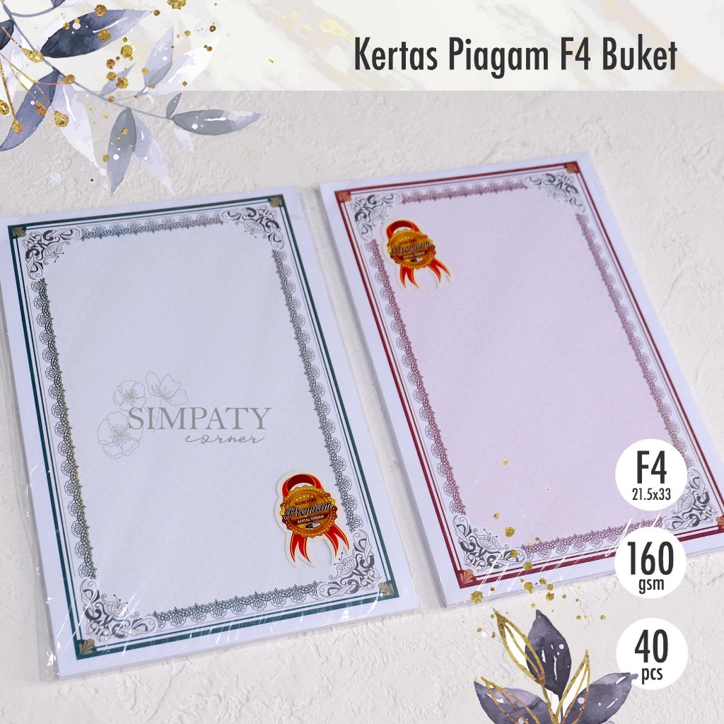 

NEW! Blanko Kertas Piagam Sertifikat Folio F4 Simpaty Buket isi 40