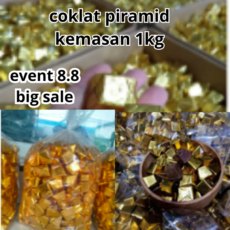 

COKLAT PIRAMID 1kg isi 135pcs leburan silverqueen mix coklat milk isi kacang mede