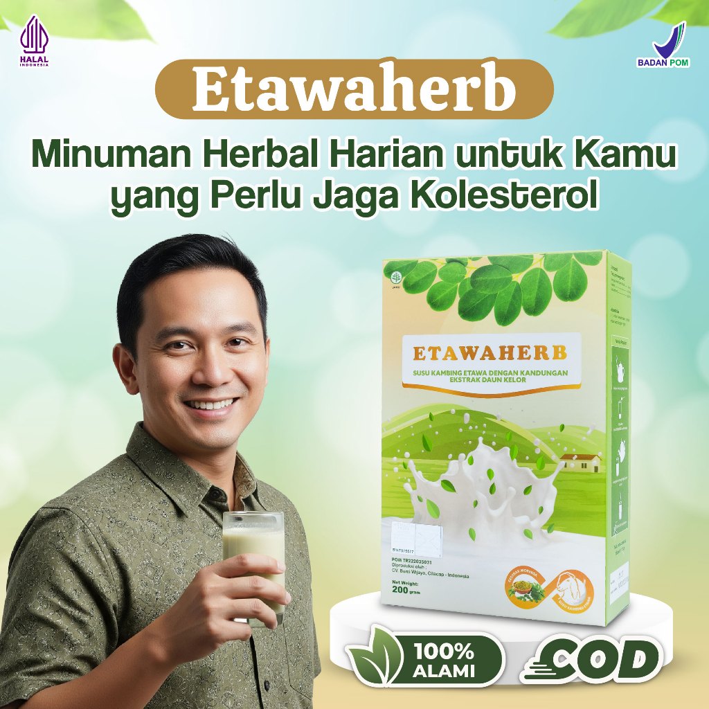 

Etawaherb - Susu Kambing Daun Kelor untuk Kolesterol | Obat Kolesterol Tinggi Alami, Penurun Kolesterol Aman BPOM, Susu Kolesterol Halal untuk Jantung Sehat, Minuman Herbal COD Tanpa Efek Samping