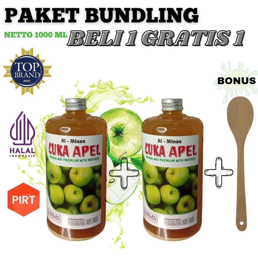 

beli 1 500 ml bonus 1 botol 500 ml cuka apel manalagi apel 100% asli dari sari buah apel yang difermentasi tanpa campuran air, tanpa campuran pewarna, with mother